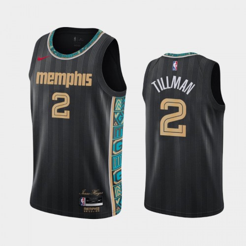 Men's Memphis Grizzlies #2 Xavier Tillman 2020-21 City Black Jersey