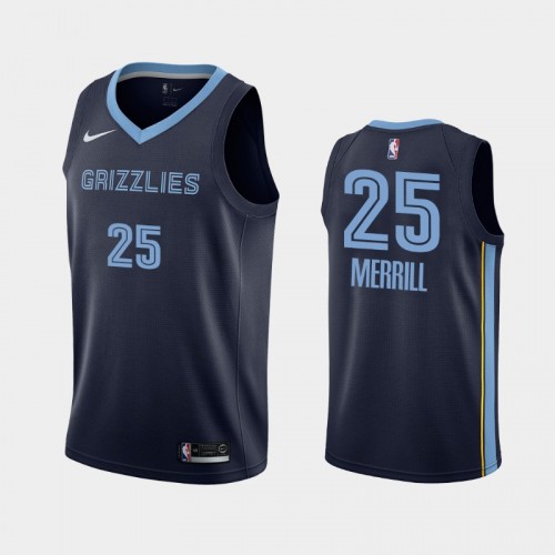 Memphis Grizzlies Sam Merrill Men #25 Icon Edition 2020 NBA Draft Navy Jersey
