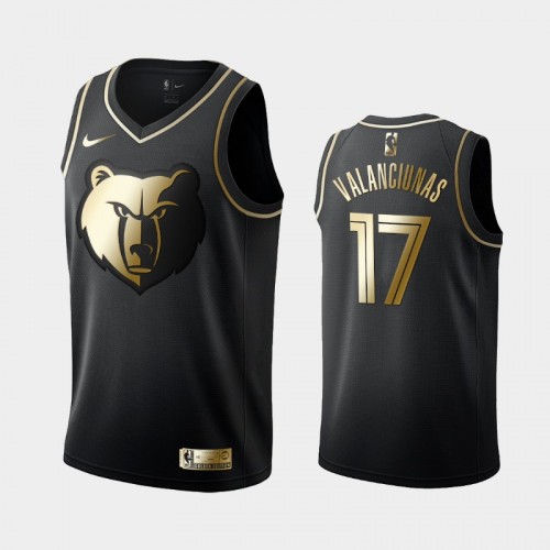 Men's Memphis Grizzlies #17 Jonas Valanciunas Black Golden Logo Jersey