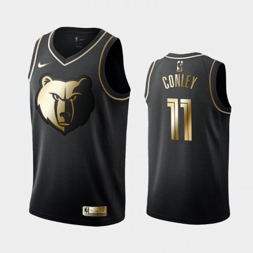 Men's Memphis Grizzlies #11 Mike Conley Black Golden Logo Jersey