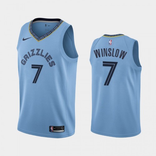 Men's Memphis Grizzlies #7 Justise Winslow 2019-20 Statement Blue Jersey