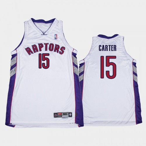 Men's 1999-2002 Toronto Raptors #15 Vince Carter White Throwback Home Jersey