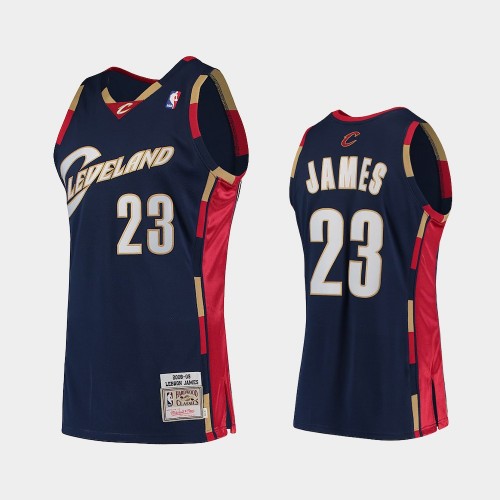 Men's 2008-2009 Cleveland Cavaliers #23 LeBron James Navy Hardwood Classics Jersey
