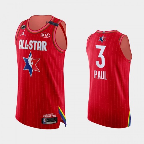 Men's 2020 NBA All-Star Game Thunder #3 Chris Paul Honor Kobe Bryant Authentic Jersey - Red