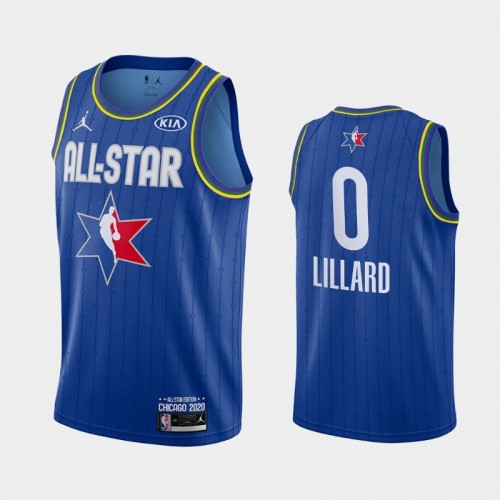 Men's 2020 NBA All-Star Game Portland Trail Blazers #0 Damian Lillard Finished Jersey - Blue