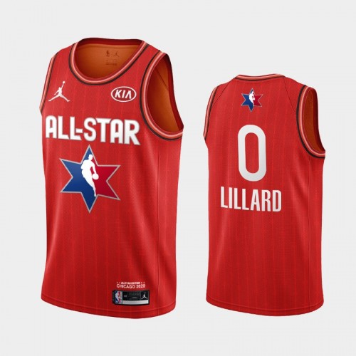 Men's 2020 NBA All-Star Game Portland Trail Blazers #0 Damian Lillard Finished Jersey - Red
