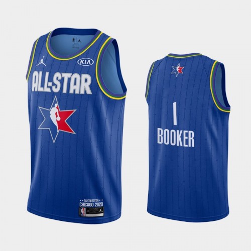 Men's 2020 NBA All-Star Game Phoenix Suns #1 Devin Booker Finished Jersey - Blue