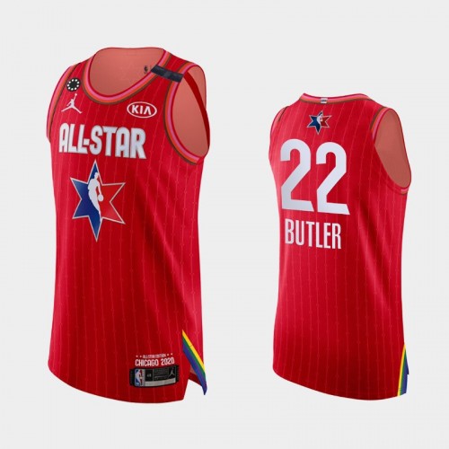 Men's 2020 NBA All-Star Game Heat #22 Jimmy Butler Honor Kobe Bryant Authentic Jersey - Red