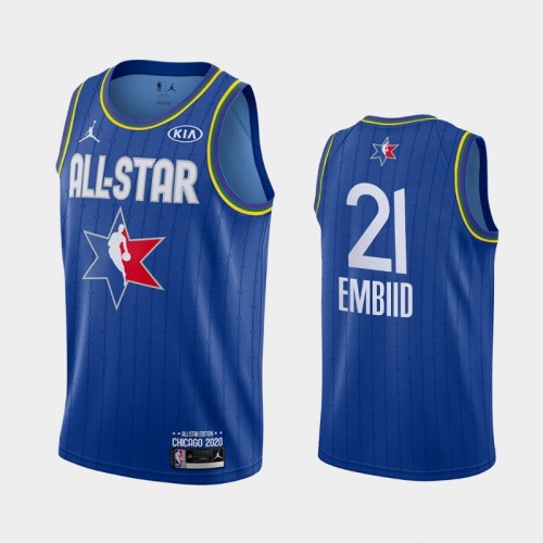 Men's 2020 NBA All-Star Game Philadelphia 76ers #21 Joel Embiid Finished Jersey - Blue