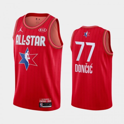 Men's 2020 NBA All-Star Game Dallas Mavericks #77 Luka Doncic Finished Jersey - Red