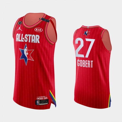 Men's 2020 NBA All-Star Game Jazz #27 Rudy Gobert Honor Kobe Bryant Authentic Jersey - Red