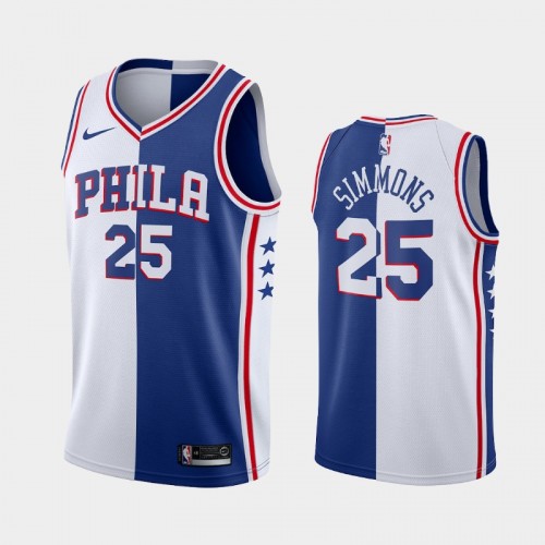 Men's Philadelphia 76ers #25 Ben Simmons White Blue Split Edition Two-Tone Jersey