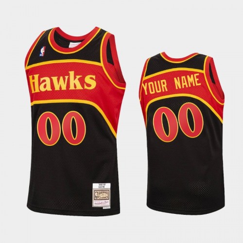 Atlanta Hawks #00 Custom Black Reload Hardwood Classics Jersey