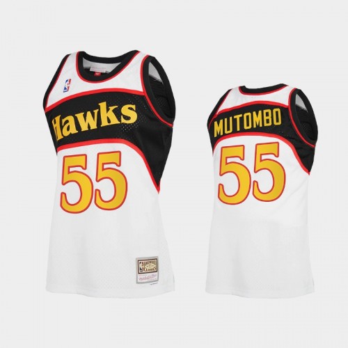 Men's Atlanta Hawks #55 Dikembe Mutombo White Reload 2.0 Jersey