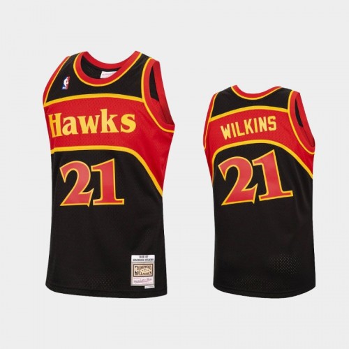 Atlanta Hawks #21 Dominique Wilkins Black 1986-87 Reload Hardwood Classics Jersey