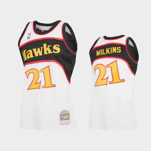 Men's Atlanta Hawks #21 Dominique Wilkins White Reload 2.0 Hardwood Classics Jersey