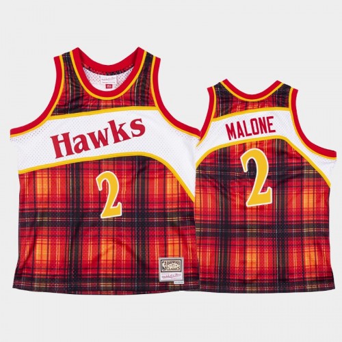 Men's Atlanta Hawks #2 Moses Malone Red Private School Hardwood Classics Jersey