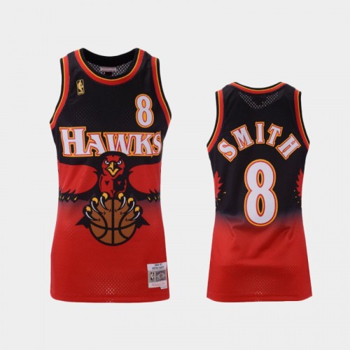 Men's Atlanta Hawks #8 Steve Smith Red 1996-97 Hardwood Classics Jersey