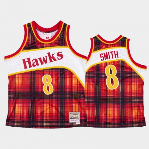 Men's Atlanta Hawks #8 Steve Smith Red Private School Hardwood Classics Jersey