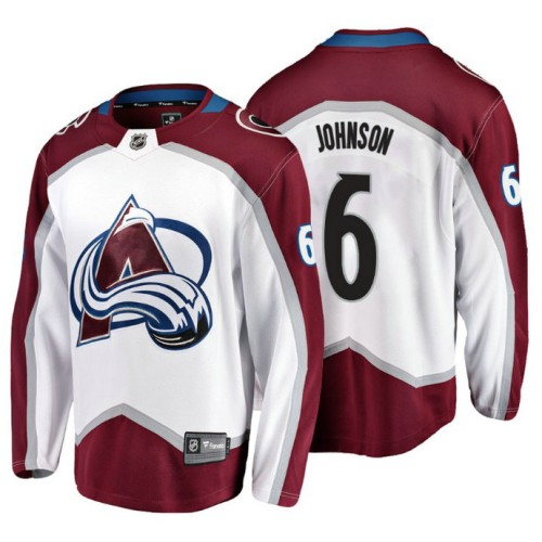 #6 Erik Johnson 2018 Fanatics Branded Breakaway White Away jersey