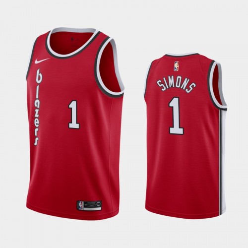 Men's 2019-20 Portland Trail Blazers #1 Anfernee Simons Red 50th Season Classic Jersey