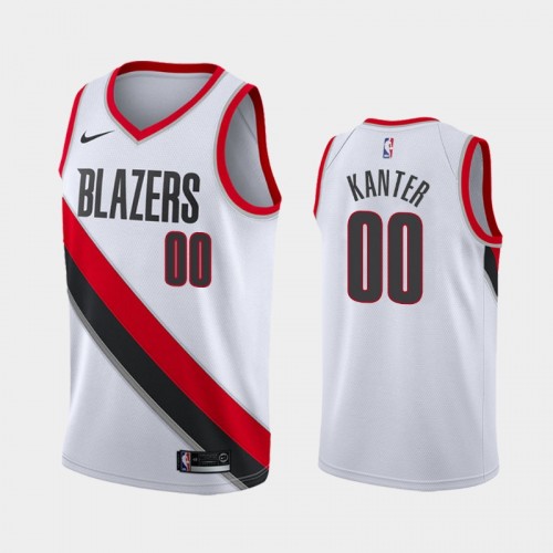 Men's Portland Trail Blazers #00 Enes Kanter White 2019 season Association Jersey