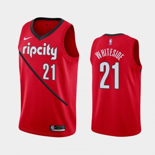 Men's Portland Trail Blazers #21 Hassan Whiteside Red 2019 season Earned Jersey