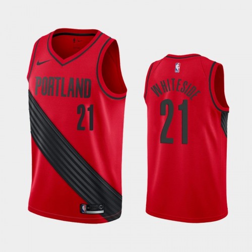 Men's Portland Trail Blazers #21 Hassan Whiteside Red 2019 season Statement Jersey