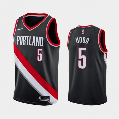 Men's Portland Trail Blazers #5 Rodney Hood Black 18-19 Icon Jersey