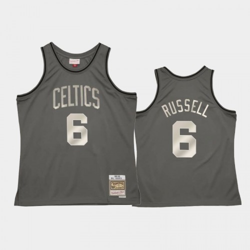 Boston Celtics #6 Bill Russell Gray Metal Works Jersey