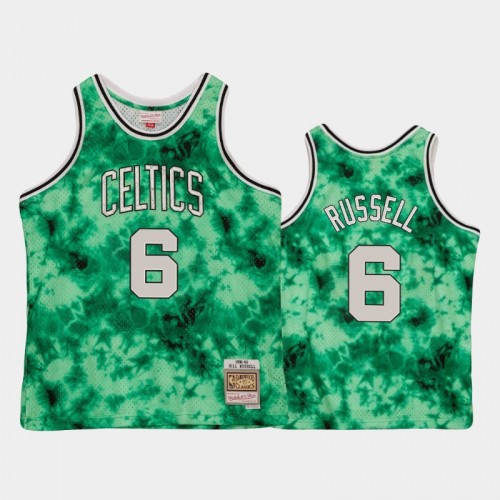 Men's Boston Celtics #6 Bill Russell Green Galaxy Jersey