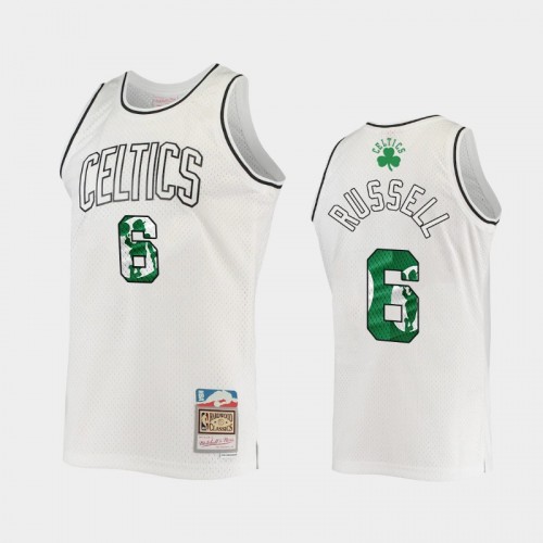 Men's Boston Celtics #6 Bill Russell White 2021 Hardwood Classics Swingman Jersey