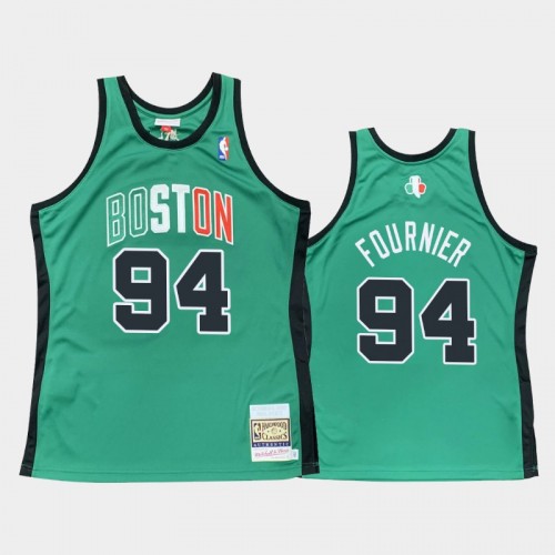 Men's Boston Celtics #94 Evan Fournier Green 2007-08 Hardwood Classics Authentic Jersey