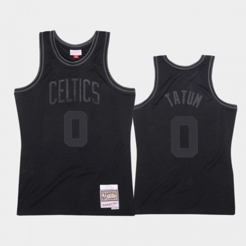 Men's Boston Celtics #0 Jayson Tatum Black 1985-86 Throwback Tonal Hardwood Classics Jersey