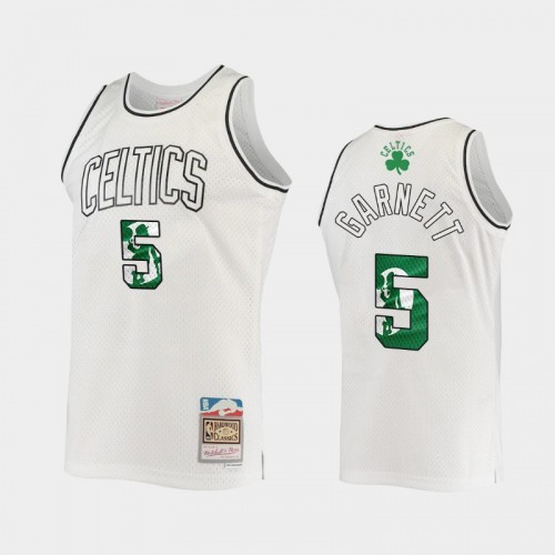 Men's Boston Celtics #5 Kevin Garnett White 2021 Hardwood Classics Swingman Jersey