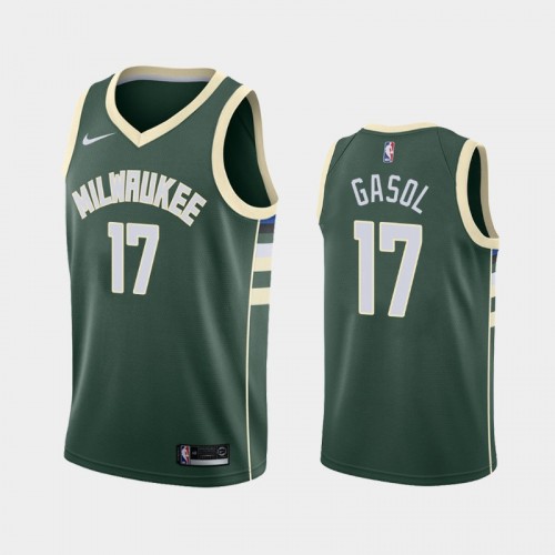 Men's Milwaukee Bucks #17 Pau Gasol Green 2018-19 Icon Jersey