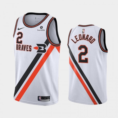 Men's Los Angeles Clippers Kawhi Leonard #2 White 2019-20 Hardwood Classics Jersey