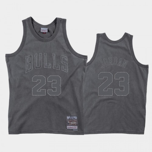 Men's Chicago Bulls #23 Michael Jordan Gray Washed Out Jersey