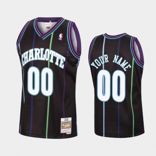 Charlotte Hornets #00 Custom Black Reload Hardwood Classics Jersey