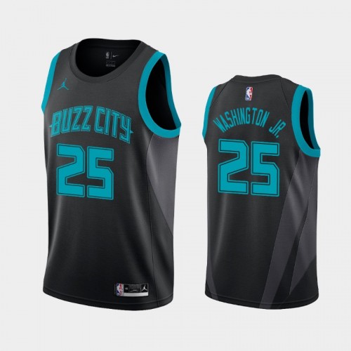 Men's Charlotte Hornets #25 P.J. Washington Black City Jersey - 2019 NBA Draft