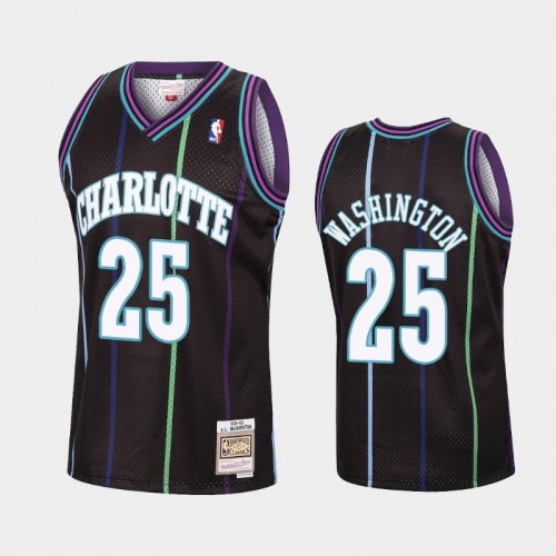 Charlotte Hornets #25 P.J. Washington Black Reload Hardwood Classics Jersey