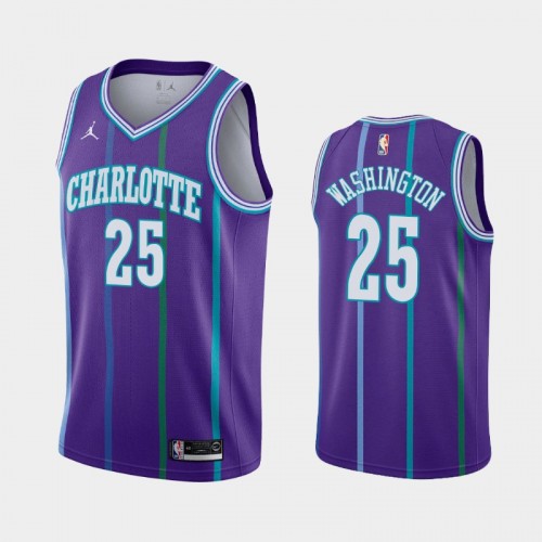 Men's Charlotte Hornets #25 P.J. Washington Purple 2019-20 Hardwood Classics Jersey