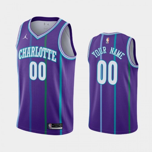 Men's 2019-20 Charlotte Hornets Purple Hardwood Classics Personalized Jersey