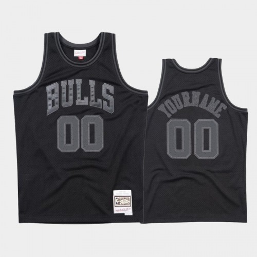 Chicago Bulls #00 Custom Black 1997-98 Throwback Tonal Hardwood Classics Jersey