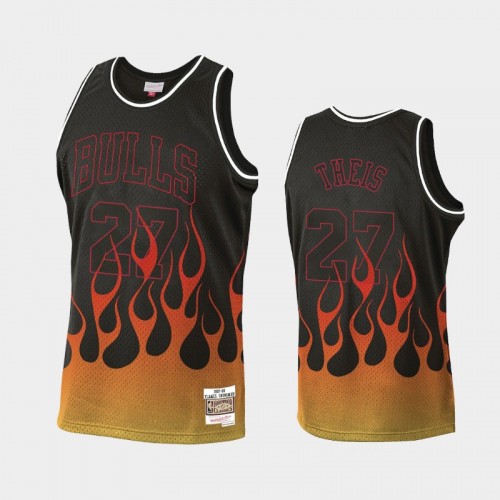 Men's Chicago Bulls #27 Daniel Theis Black Flames Jersey