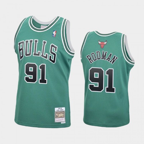 Men's Chicago Bulls #91 Dennis Rodman Green 2008-09 Hardwood Classics Jersey