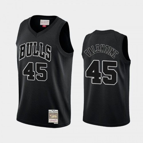 Chicago Bulls #45 Denzel Valentine Black Hardwood Classics Throwback White Logo Jersey
