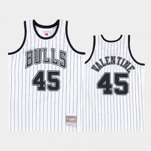 Chicago Bulls #45 Denzel Valentine White Black Concord Collection Hardwood Classics Jersey