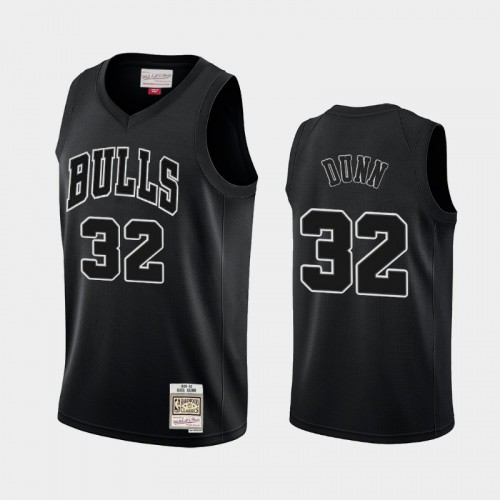 Chicago Bulls #32 Kris Dunn Black Hardwood Classics Throwback White Logo Jersey
