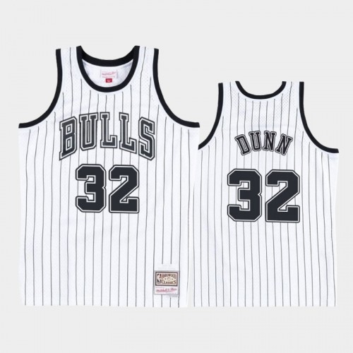 Chicago Bulls #32 Kris Dunn White Black Concord Collection Hardwood Classics Jersey